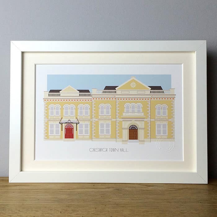 Chiswick Town Hall Illustrated A4 Print