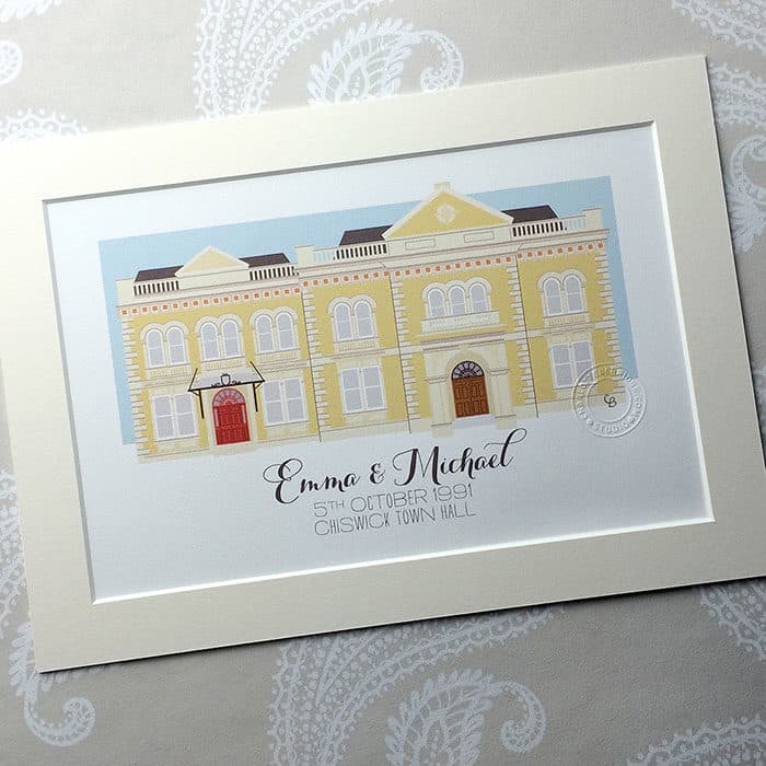 Chiswick Town Hall Illustrated A4 Print