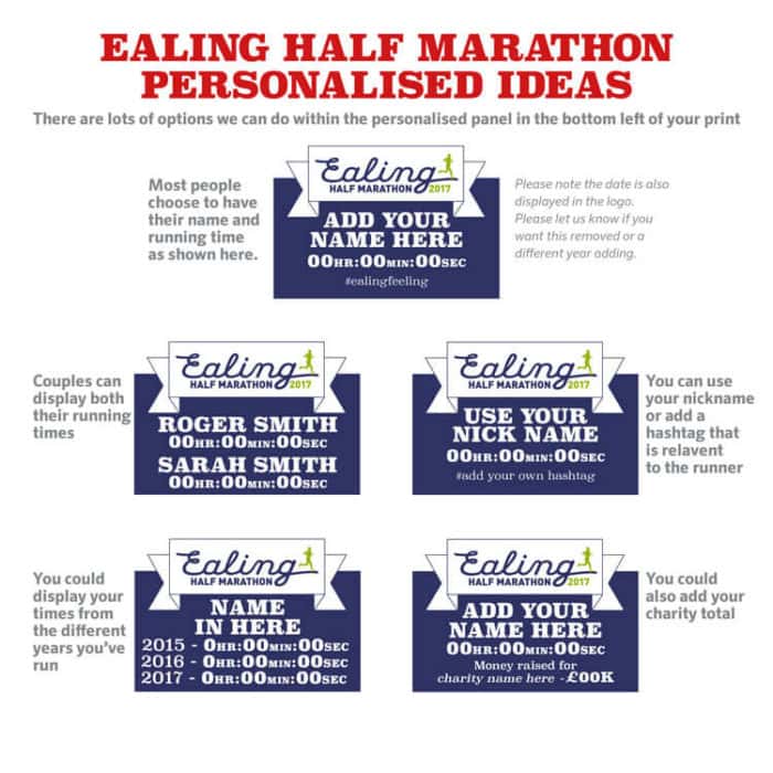 Ealing Half Marathon personalised ideas