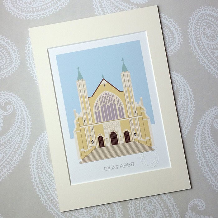 Ealing Abbey Illustrated A4 Print