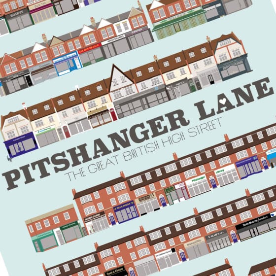 Pitshanger Lane Illustrated Print - Image 2