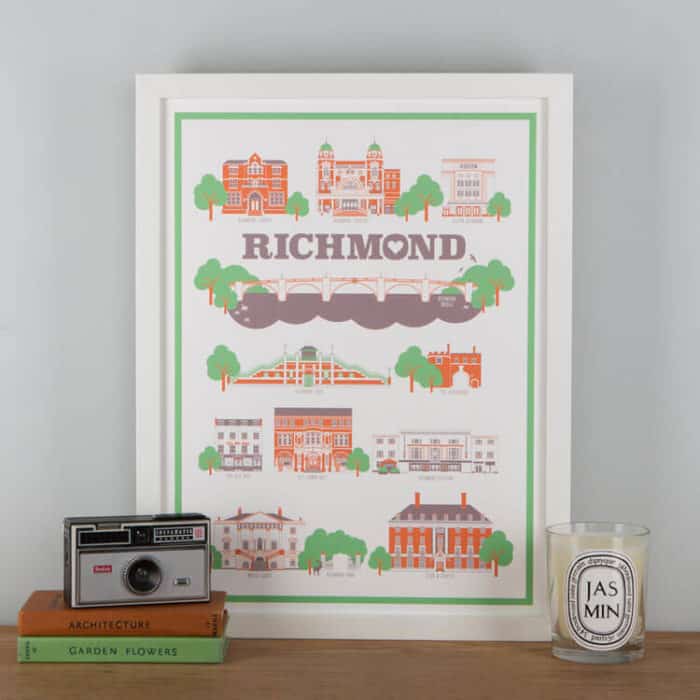 Richmond Landmarks Print White