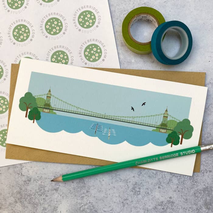 Hammersmith Bridge Illustrated Card
