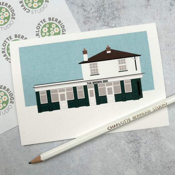 The Brown Dog SW13 Illustrated Card