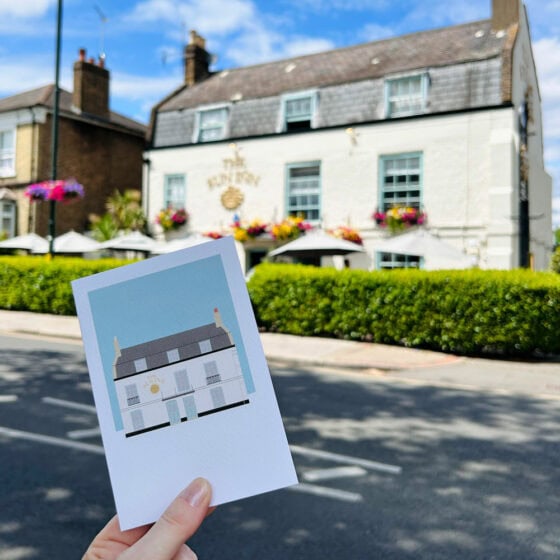 The Sun Inn SW13 Illustrated Card - Image 2