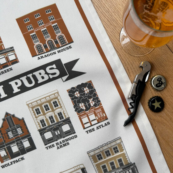Fulham Pubs Illustrated Tea Towel - Image 6