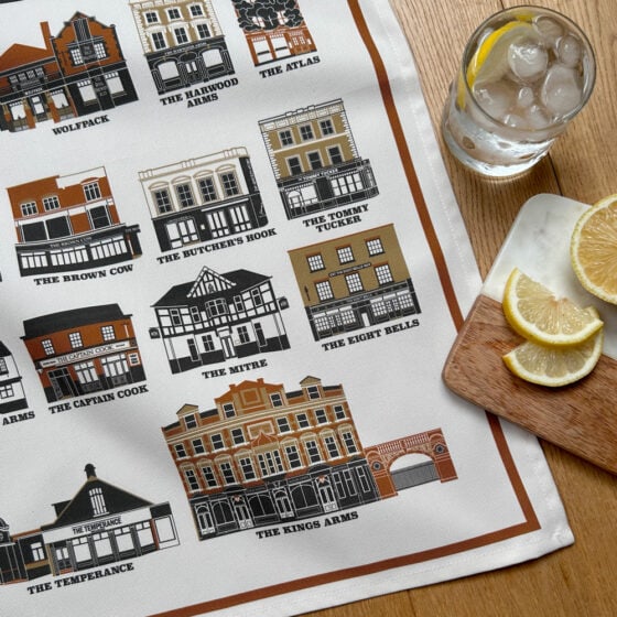 Fulham Pubs Illustrated Tea Towel - Image 5