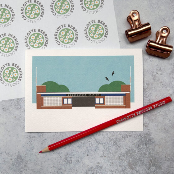 Cockfosters Station Illustrated Card