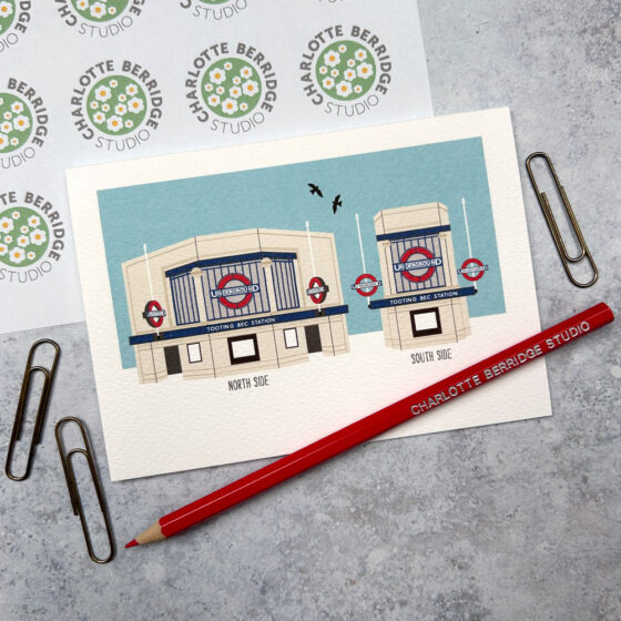 Tooting Bec Station Illustrated Card