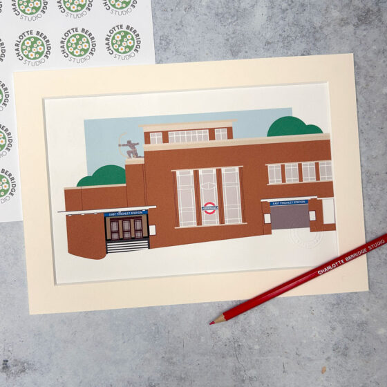 East Finchley Station Illustrated A4 Print